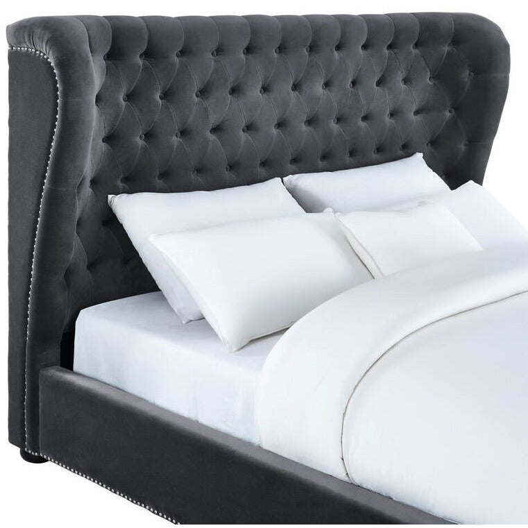 Philly King Velvet Grey Bed Frame - living-essentials
