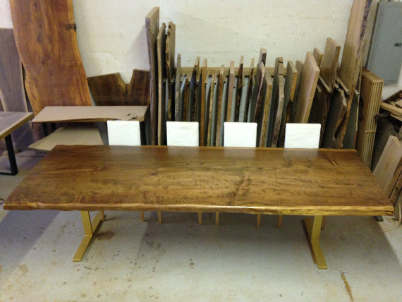 LIVE EDGE DARK BROWN DINING TABLE(REDWOOD) - living-essentials