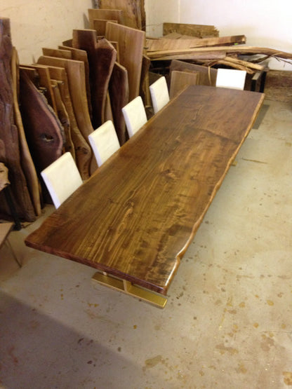 LIVE EDGE DARK BROWN DINING TABLE(REDWOOD) - living-essentials