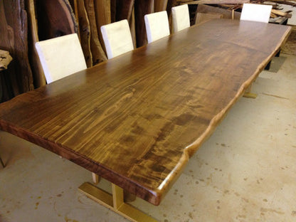 LIVE EDGE DARK BROWN DINING TABLE(REDWOOD) - living-essentials