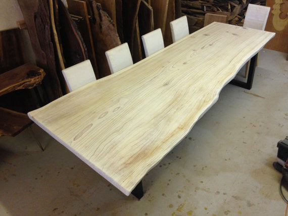 LIVE EDGE WHITE DINING TABLE(REDWOOD) - living-essentials