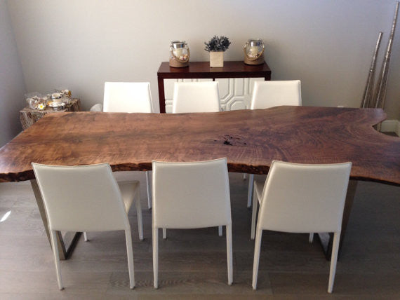 LIVE EDGE WALNUT DINING TABLE WITH SQUARE LEGS - living-essentials