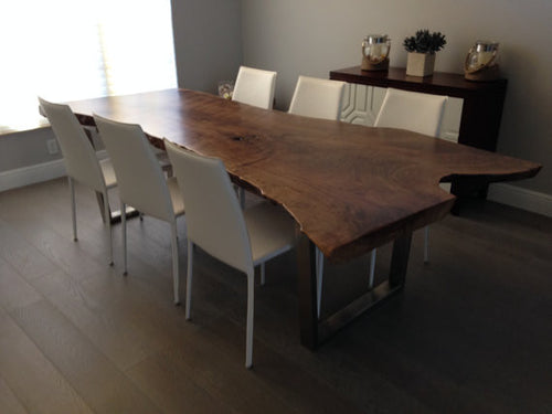 LIVE EDGE WALNUT DINING TABLE WITH SQUARE LEGS - living-essentials