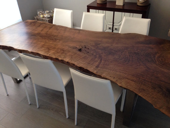 LIVE EDGE WALNUT DINING TABLE WITH SQUARE LEGS - living-essentials