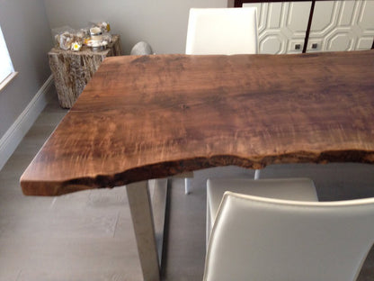 LIVE EDGE WALNUT DINING TABLE WITH SQUARE LEGS - living-essentials