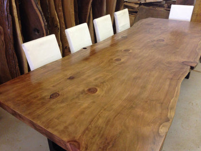 LIVE EDGE MEDIUM BROWN DINING TABLE(REDWOOD) - living-essentials