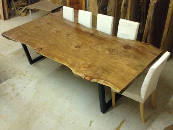 LIVE EDGE MEDIUM BROWN DINING TABLE(REDWOOD) - living-essentials