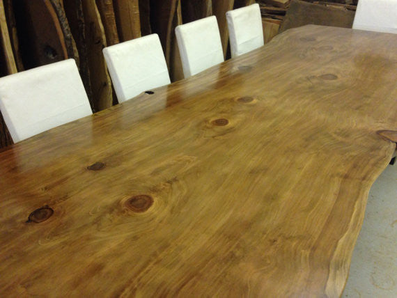 LIVE EDGE MEDIUM BROWN DINING TABLE(REDWOOD) - living-essentials