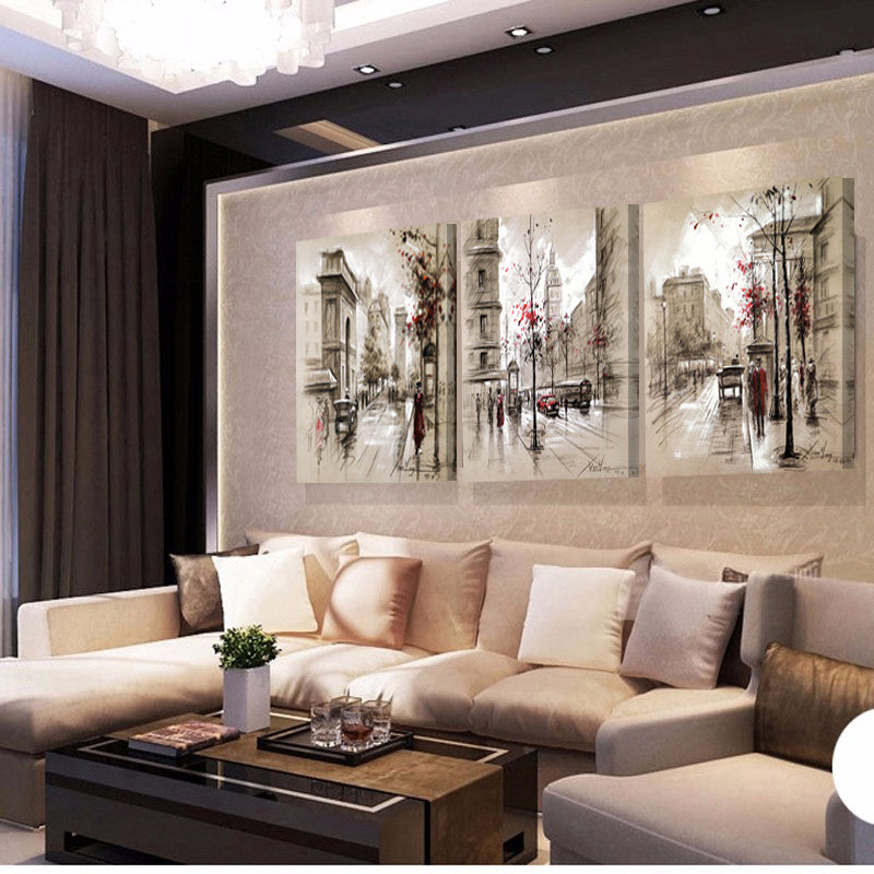 City Street 3 Piece Panel Wall Art - living-essentials