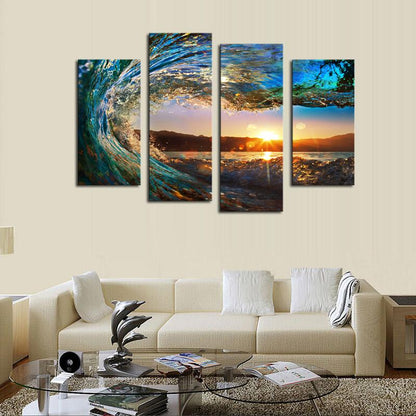 Sea Wave 4 Piece Panel Wall Art - living-essentials