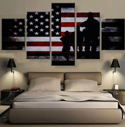 American Flag 5 Piece Panel Wall Art - living-essentials