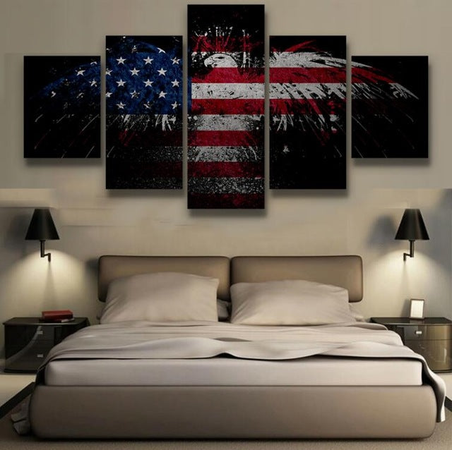 American Flag 5 Piece Panel Wall Art - living-essentials