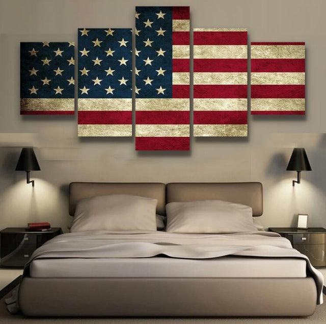 American Flag 5 Piece Panel Wall Art - living-essentials