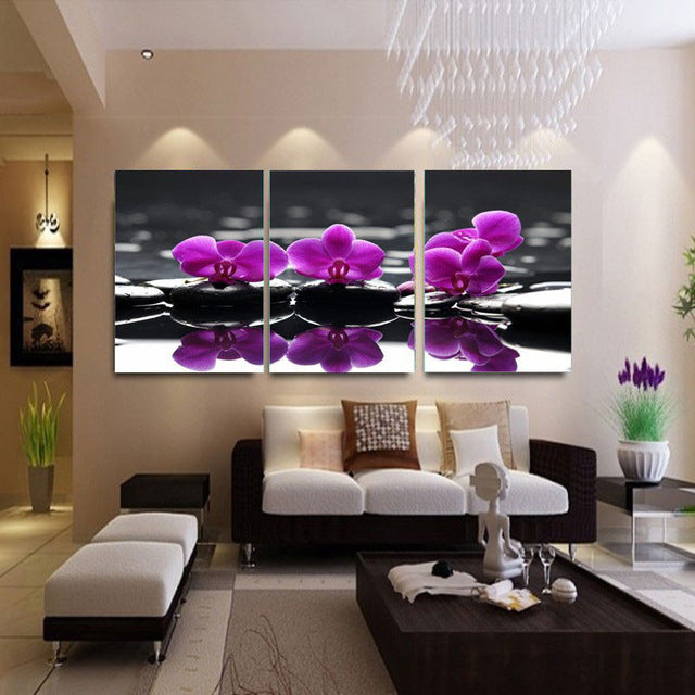 Orchids 3 Piece Panel Wall Art - living-essentials