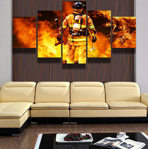 Firefighter 5 Piece Panel Wall Art - living-essentials