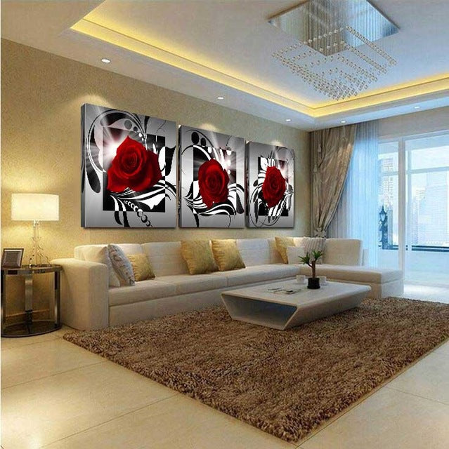 Flowers and Petals 3 Piece Panel Wall Art - living-essentials