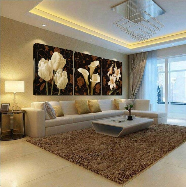 Flowers and Petals 3 Piece Panel Wall Art - living-essentials