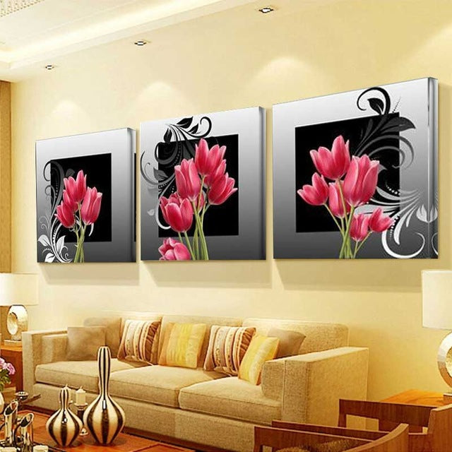 Flowers and Petals 3 Piece Panel Wall Art - living-essentials