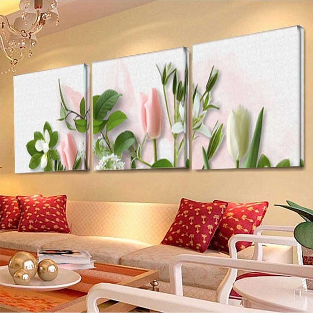 Flowers and Petals 3 Piece Panel Wall Art - living-essentials
