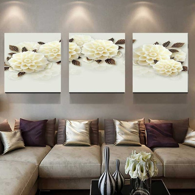 Flowers and Petals 3 Piece Panel Wall Art - living-essentials