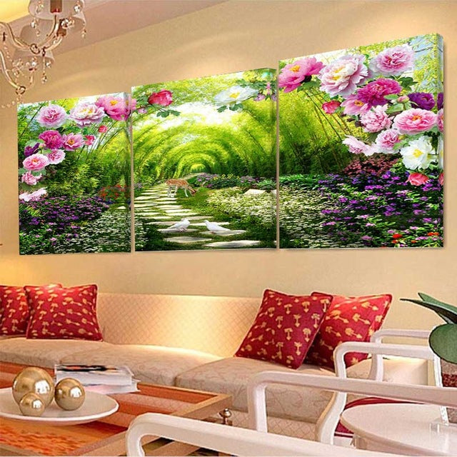 Flowers and Petals 3 Piece Panel Wall Art - living-essentials