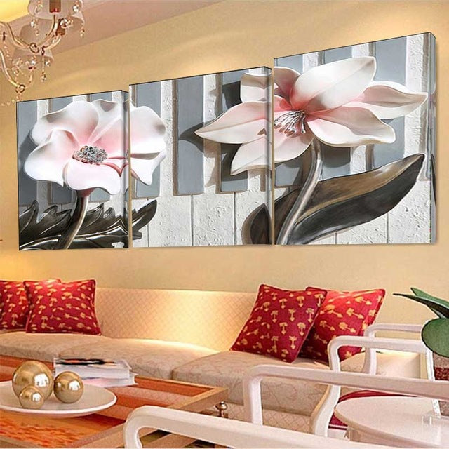 Flowers and Petals 3 Piece Panel Wall Art - living-essentials