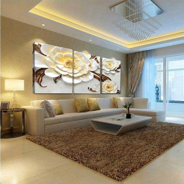 Flowers and Petals 3 Piece Panel Wall Art - living-essentials