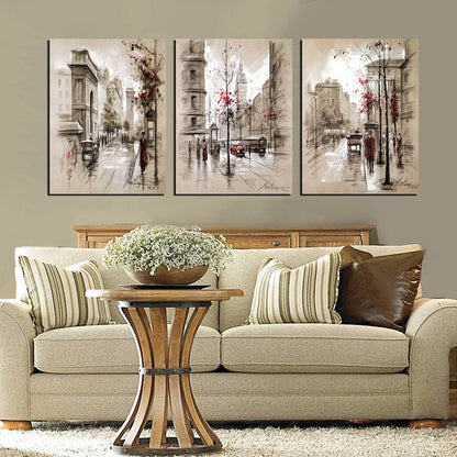 City Street 3 Piece Panel Wall Art - living-essentials