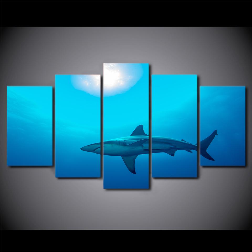 Shark 5 Piece Panel Wall Art - living-essentials