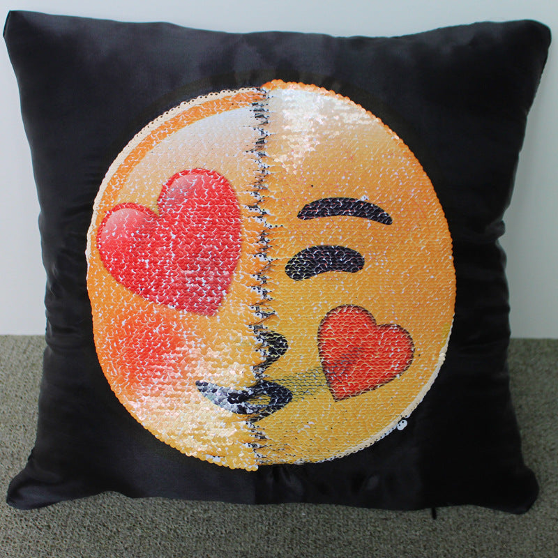 Kissing Face Reversible Sequin Emoji Pillow - living-essentials