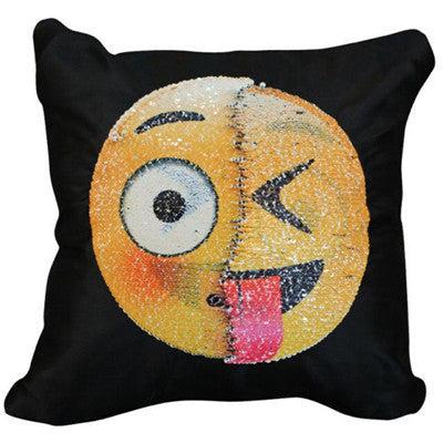 Kissing Face Reversible Sequin Emoji Pillow - living-essentials