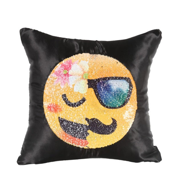 Fun Face Emoji Sequin Pillow - living-essentials