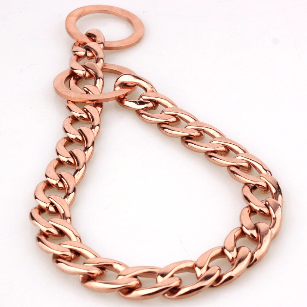 Rose Gold Dog Chain Collar - Cuban Link Slip Chain