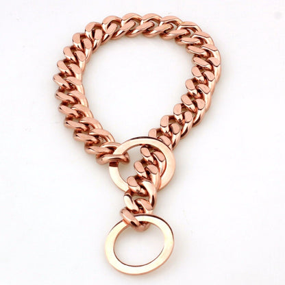 Rose Gold Dog Chain Collar - Cuban Link Slip Chain
