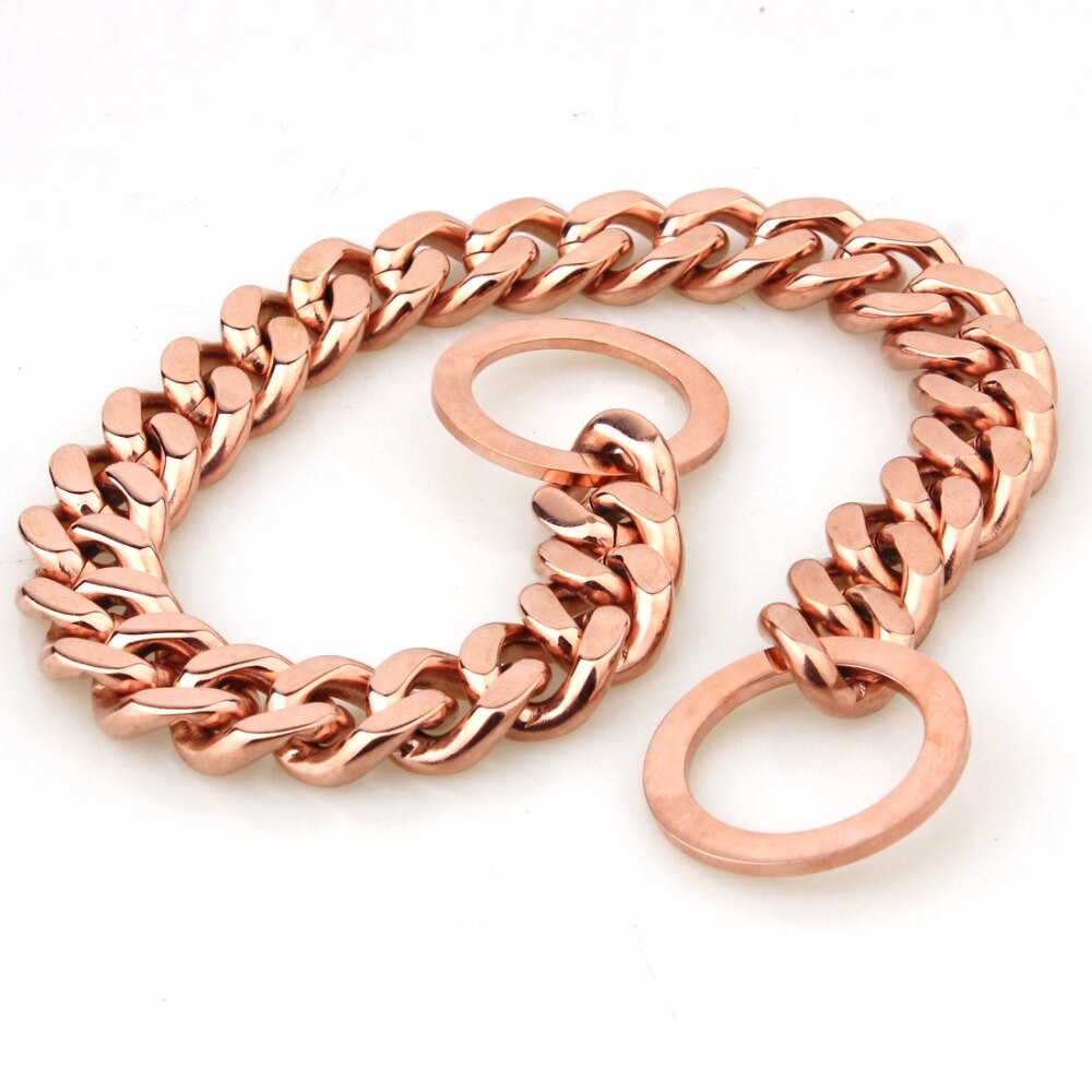 Rose Gold Dog Chain Collar - Cuban Link Slip Chain