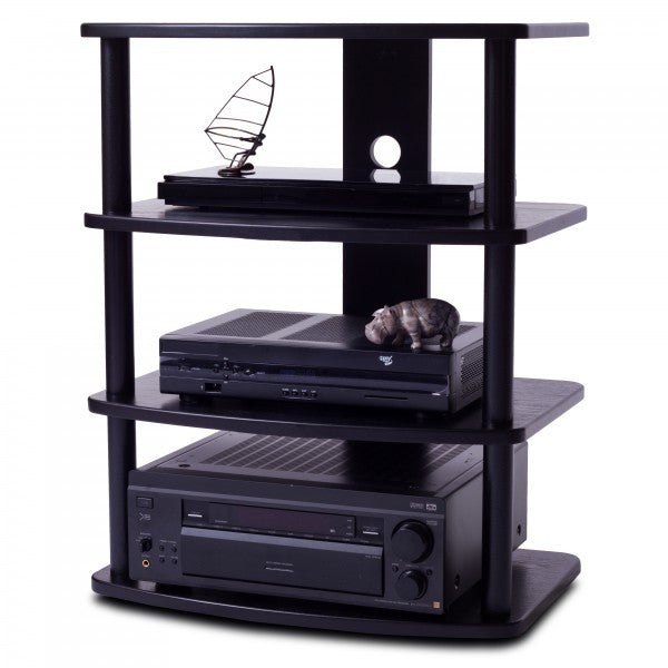 PLATEAU SF-4A BB Wood and Metal Audio Stand, Black Oak finish - living-essentials