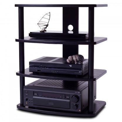 PLATEAU SF-4A BB Wood and Metal Audio Stand, Black Oak finish - living-essentials
