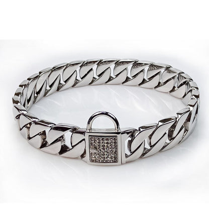 Cuban Link Dog Collar with Rhinestone Clasp