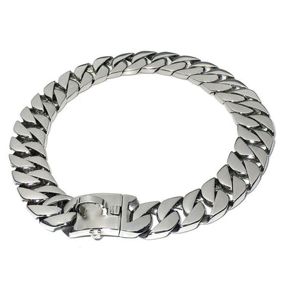 Silver Cuban Link Dog Chain Collar