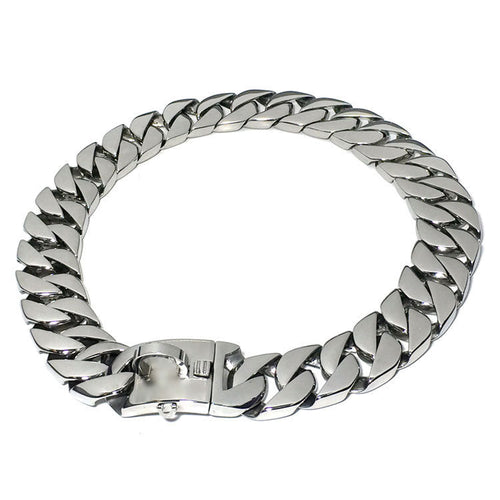 Silver Cuban Link Dog Chain Collar