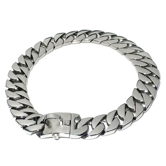 Silver Cuban Link Dog Chain Collar