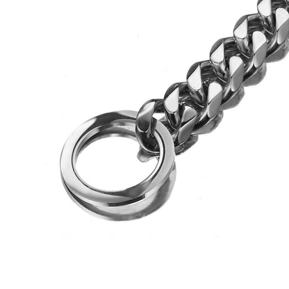 Silver Dog Chain Collar - Cuban Link Slip Chain