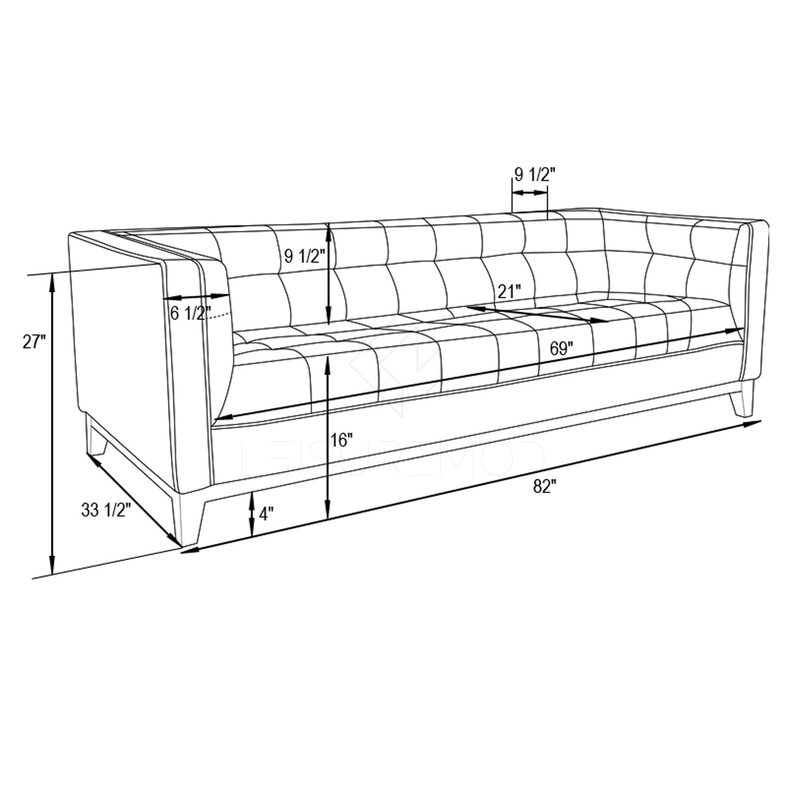 Sonora Dark Grey Wool Tufted Sofa - living-essentials