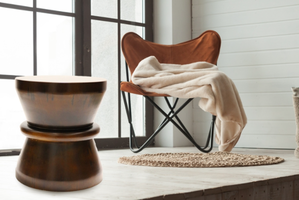 Emfurn Block Walnut Stool