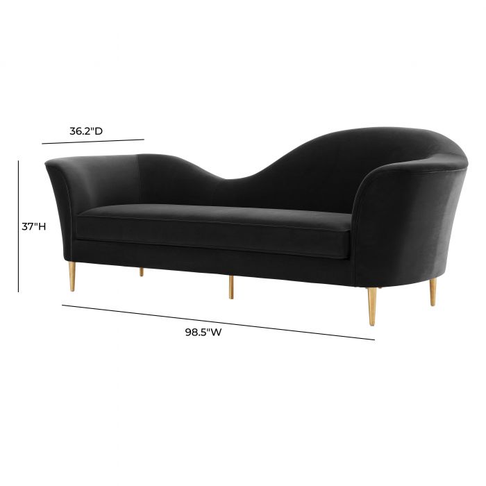 Zhuri Black Velvet Sofa