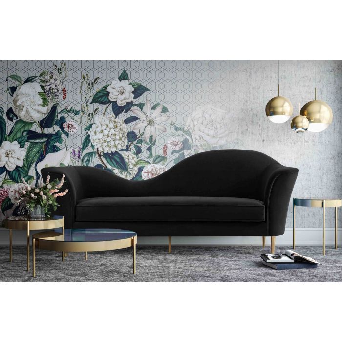 Zhuri Black Velvet Sofa