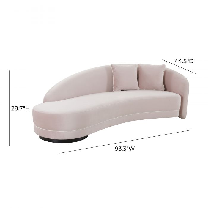 Melani Blush and Cream Velvet Sofa