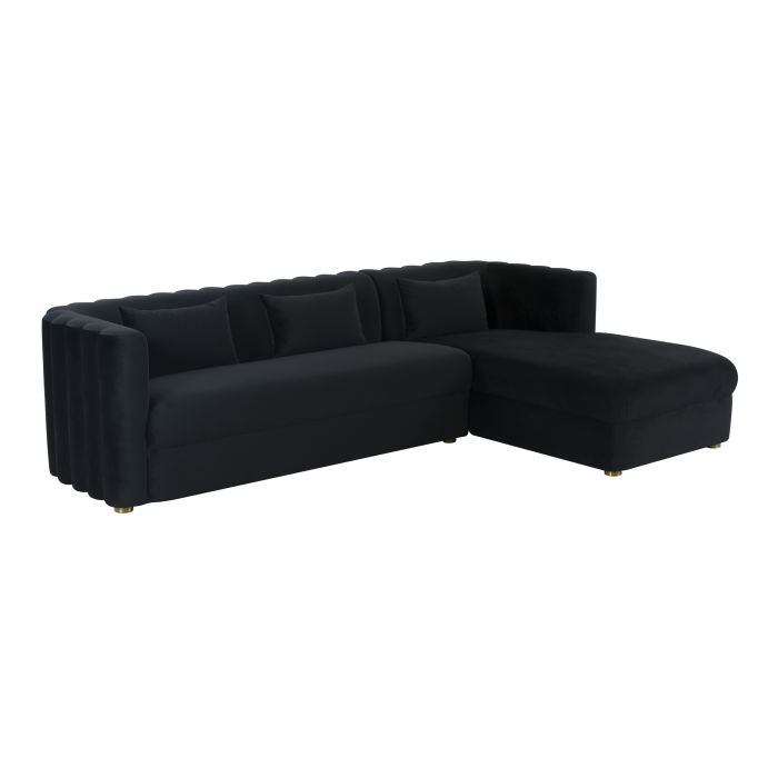 Violette Black Velvet Sectional - Right Arm Facing