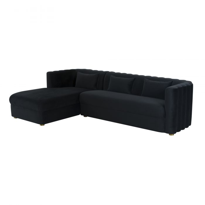 Violette Black Velvet Sectional - Left Arm Facing