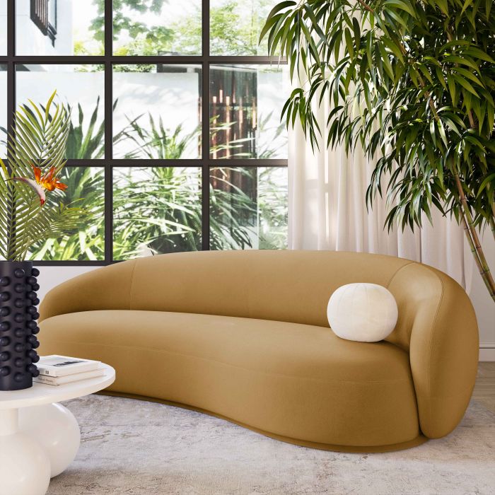 Kadence Cognac Velvet Sofa